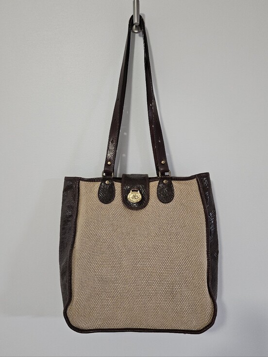 Brahmin Handbags - Vintage Brahmin Woven Tan and Brown Shoulder Bag
